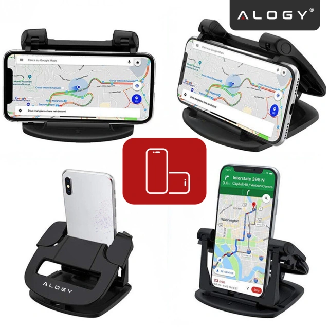 Car GPS Phone Holder Cockpit Car Dashboard Cars Rotatable 360 Degrees for 6.5" Alogy Phone Black