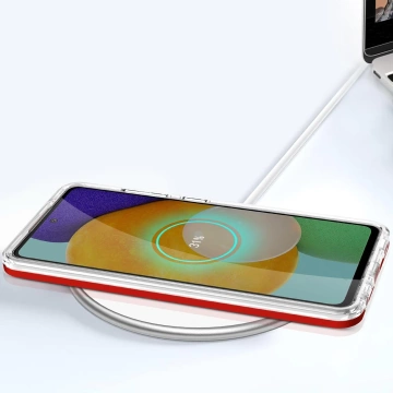 Clear 3in1 case for Samsung Galaxy A73 gel cover with frame red
