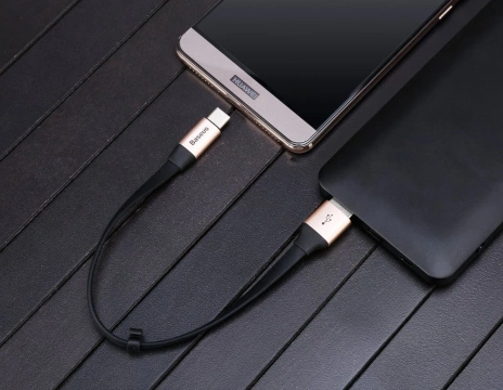 Baseus Nimble plochý kabel USB / USB-C kabel s držákem 2A 0,23M černý (CATMBJ-01)
