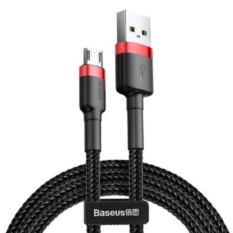 3m kabel Baseus Cafule odolný micro USB 2A červený nylonový kabel