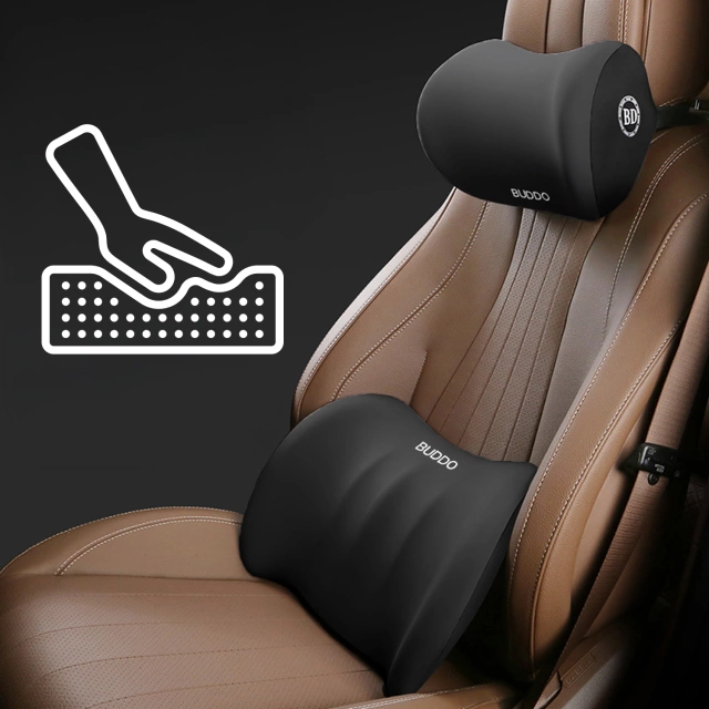 2x Alogy Car Polštář Back Bederní Neck Support Memory Foam Black