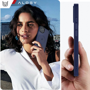 Чохол для iPhone 14 Plus MagSafe Matt Case Cover Matte Alogy Ring Armored Phone Case Navy Blue