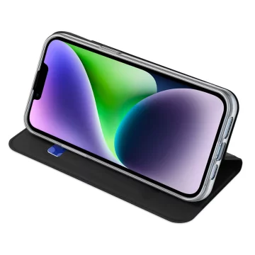 Etui do iPhone 15 pokrowiec z klapką i portfelem na kartę Dux Ducis Skin Pro - czarne