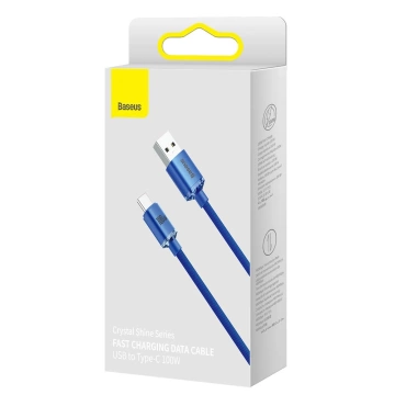 Kábel Baseus Crystal Shine Series USB kábel pre rýchle nabíjanie a prenos dát USB Typ A - USB Typ C 100 W 1,2 m modrý (CAJY000403)