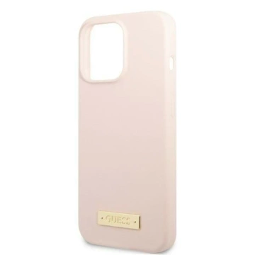 Etui Guess GUHMP13LSPLP pre Apple iPhone 13 Pro / 13 6,1" różowy/ružové pevné puzdro Silicone Logo Plate MagSafe