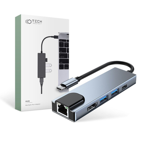 Hub adapter USB V3-HUB 5w1 USB-C Grey