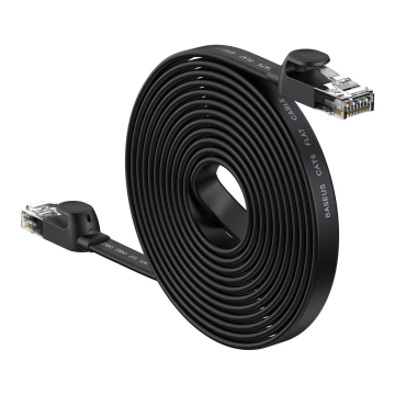 Plochý síťový kabel Baseus Speed ​​Six RJ45 1000Mbps 15m černý (WKJS000301)