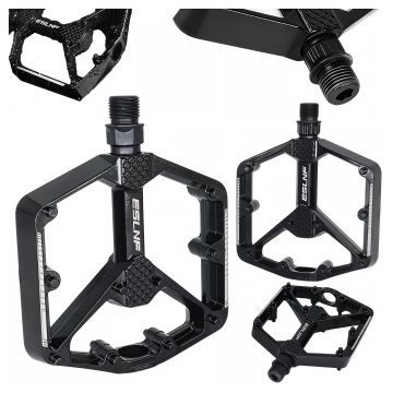 Platform bicycle pedals for MTB bicycles, aluminum 9/16" Black aluminum set [2 pcs.]