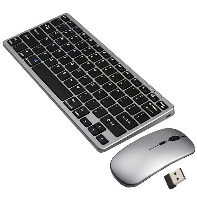 Zestaw bezprzewodowy klawiatura + mysz – Bluetooth i USB 2.4 GHz, cicha praca, smukły i ergonomiczny design, Plug & Play, do biura i Home Office – Alogy KeyMouse™