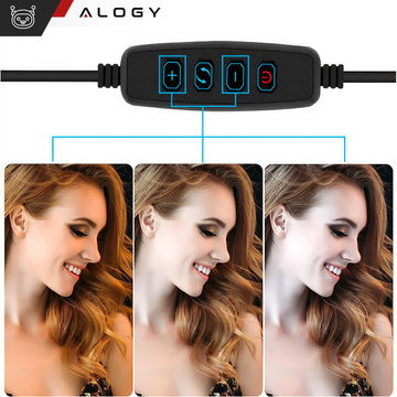 Ring LED Alogy drafting lamp with flexible arm and desk stand phone holder Black