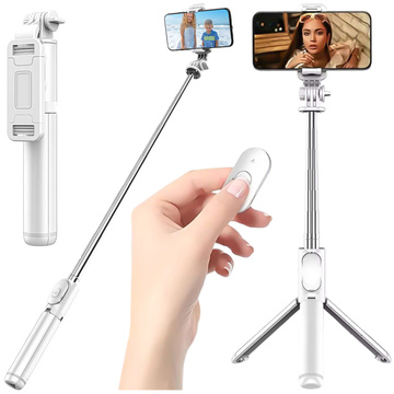 Selfie Stick Tripod Alogy Q01 Tripod Bluetooth držiak telefónu na diaľkové ovládanie pre fotenie biely