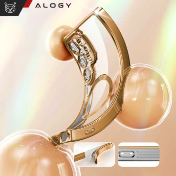 Puzdro MagSafe pre Apple iPhone 16 Pro Max Alogy Glamour puzdro na luxusný prsteň zlato-priehľadné