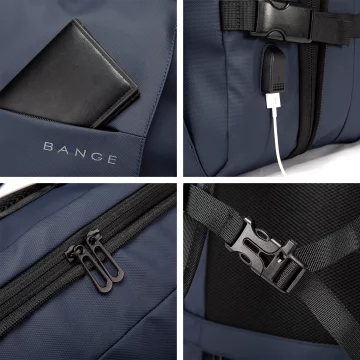 Bange Waterproof Backpack for Laptop 15.6" City Travel 45x30x16 cm for Work Airplane Men's Women's with USB Port Black