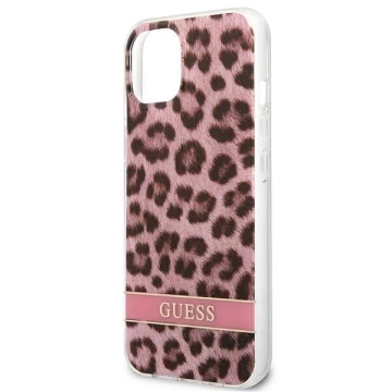 Guess GUHCP13SHSLEOP iPhone 13 mini 5,4" růžové / růžové pevné pouzdro Leopard