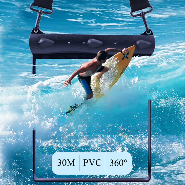 Wasserdichte Hülle für Telefon, 7,2 Zoll, Tasche mit Schultergurt, universell, groß, wasserdicht, 23 x 25 cm, Schwarz