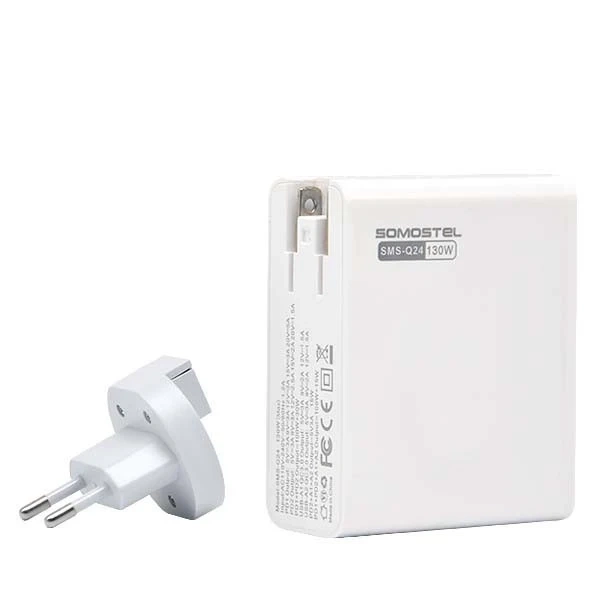 Somostel Power Selivery Q24 130W Gan nástenná nabíjačka 2x USB-C 2x USB QC 3.0 biela