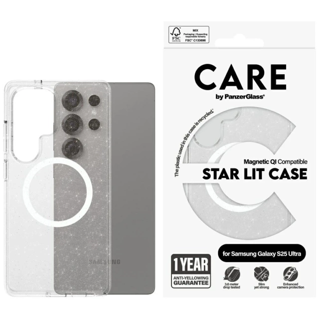 Чохол для Samsung Galaxy S25 Ultra CARE від PanzerGlass Flagship Urban Combat StarLight White QI