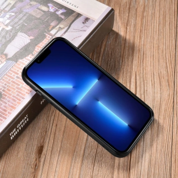 iCarer Leather Oil Wax Hülle mit echtem Leder bezogen für iPhone 13 mini schwarz (ALI1211-BK)