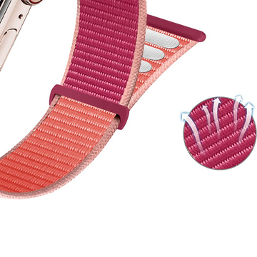 Nylonový remienok Alogy so suchým zipsom pre Apple Watch 1/2/3/4/5/6/7/8/SE/Ultra (42/44/45/49 mm) ružový