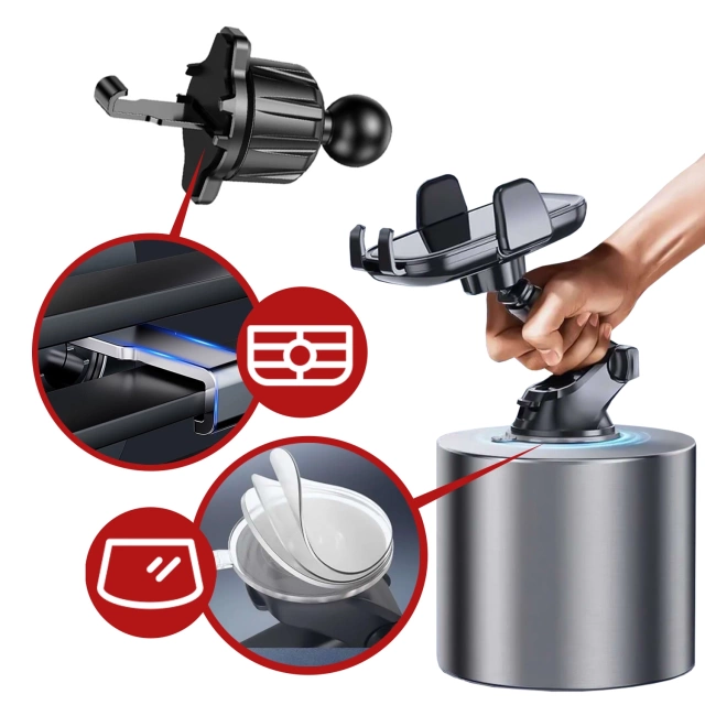 Autotelefonhalter, Fenster, Kühlergrill, Cockpit, Armaturenbrett, Auto, Auto, für 7-Zoll-Telefon Alogy 3in1 Schwarz