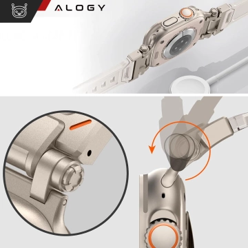 Alogy Luxusný kovový remienok na náramok TPU pre Apple Watch 42/44/45/49 mm béžový