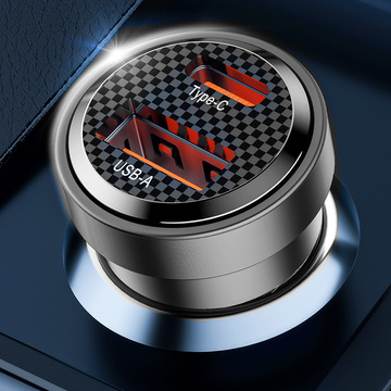 CC45W USB Автомобільний зарядний пристрій USB-C Type C 2-портовий автомобільний зарядний пристрій PowerDelivery PD 45 Вт QuickCharge QC 3.0 чорний