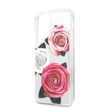 Etui Guess GUHCN58ROSTRT do Apple iPhone 11 Pro transparent hardcase Flower Desire Pink & White Rose