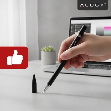 Alogy 2-in-1 capacitive touch stylus for phone tablet screen with pen Black