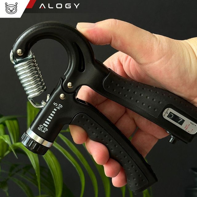Rukoväť rukoväte na cvičenie, nastaviteľný vysoký odpor 10-60kg Alogy Sport grip s reguláciou a pultom Black