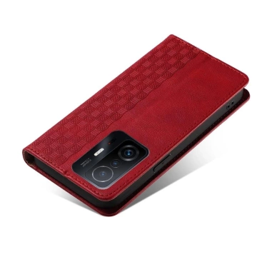 Magnet Strap Case etui do Xiaomi Redmi Note 11 Pro pokrowiec portfel + mini smycz zawieszka czerwony