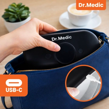 Pas Grzejący z Masażerem na okres i plecy - przeciwbólowy, ciepło + wibracje, 6 poziomów intensywności, akumulator 1800 mAh - Dr.Medic ThermoPulse™ Czarny