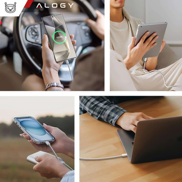 Kábel USB-C typu C Silný rýchly 60 W PD 1M pre iPhone 15/Pro/Max iPad MacBook Alogy nylonový kábel biely