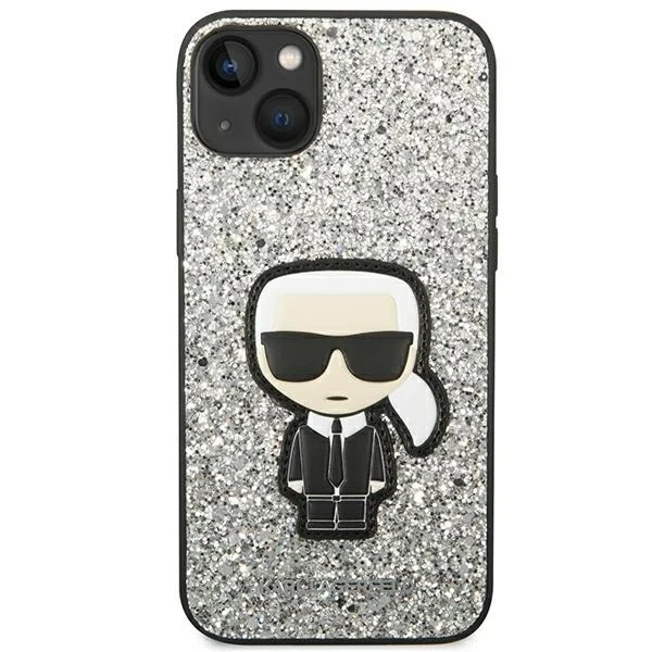 Protective phone case Karl Lagerfeld KLHCP14MGFKPG for Apple iPhone 14 Plus 6.7" hardcase silver/silver Glitter Flakes Ikonik