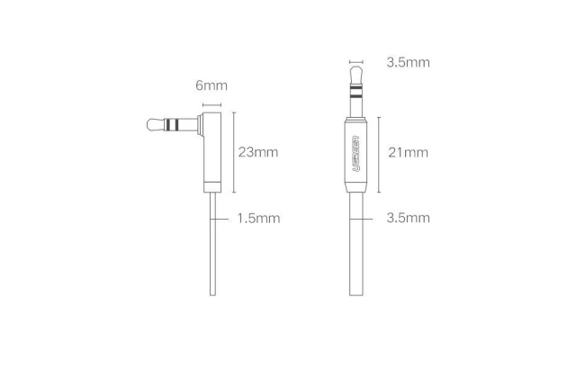 UGREEN cable flat angled AUX audio cable 3.5 mm mini jack 0.5 m black (AV119 10596)