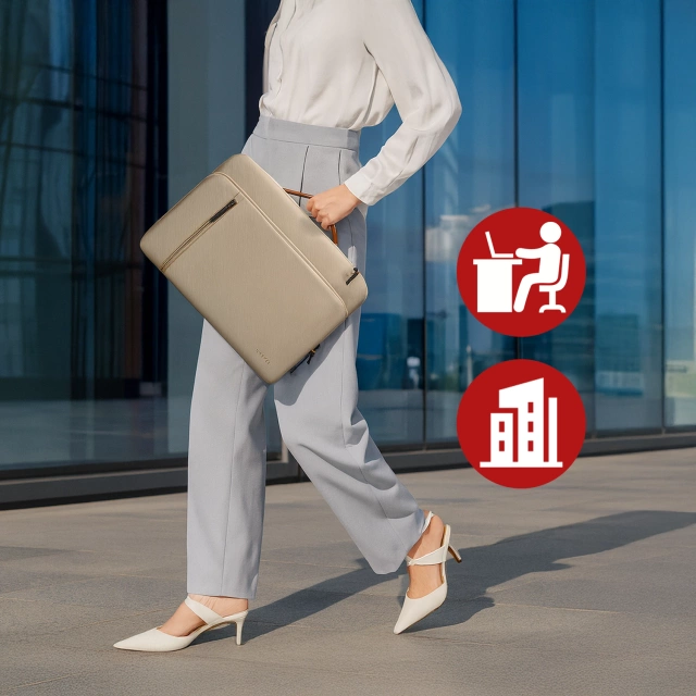 Bange waterproof bag for a laptop up to 15.6" - spacious and comfortable, resistant and breathable, city and travel bag for work and the plane, unisex - Beige