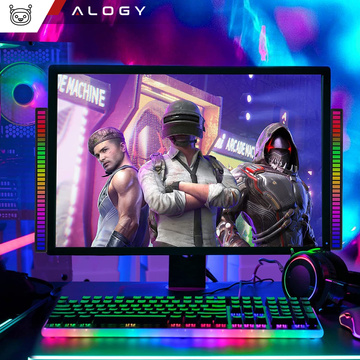 Світлодіодна лампа RGB Світлодіодна лампа USB, що блимає в ритмі музики Smart Bar 18 см, барвиста, 32 біт, Gaming Alogy Black