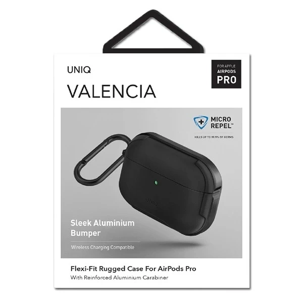 UNIQ Protective Earphone Case Valencia Case for Apple AirPods Pro black/midnight black Antimicrobial