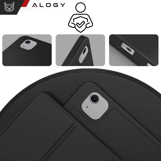 Etui ochronne z miejscem na rysik do Apple iPad Air 13" 2024/2025, iPad Pro 12.9" 2018-2022 Alogy Book Cover Case obudowa na tablet Czarne + Szkło