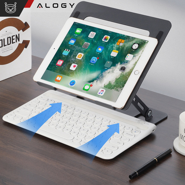 Тримач для ноутбука Macbook Tablet 17" stand stand складаний регульований алюміній для столу 25 x 21.5cm Alogy Graphite