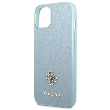 Etui Guess GUHCP13MPS4MB do Apple iPhone 13 6,1" niebieski/modré pevné puzdro Saffiano 4G malé kovové logo