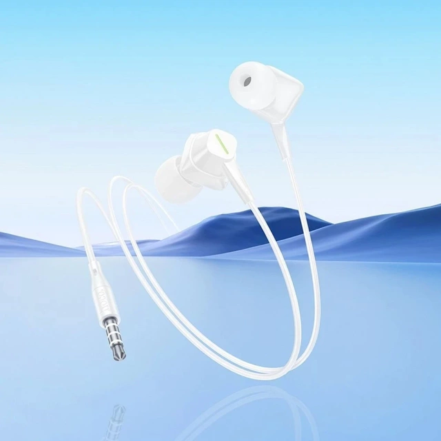 Дротові навушники HOCO Lightning з мікрофоном M113 білого кольору