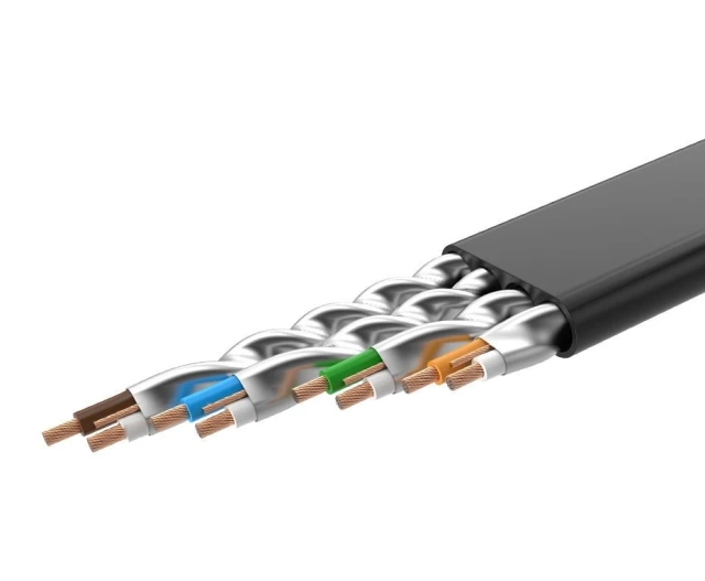 Plochý kabel UGREEN Ethernet patch kabel RJ45 Cat 7 STP LAN 10 Gbps 10 m černý (NW106 11265)