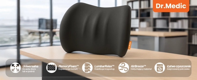 Poduszka do Samochodu pod Plecy Lędźwie DR.MEDIC LumbarRelax™ Ergonomiczna poduszka lędźwiowa na fotel krzesło do auta dla kierowcy pasażera
