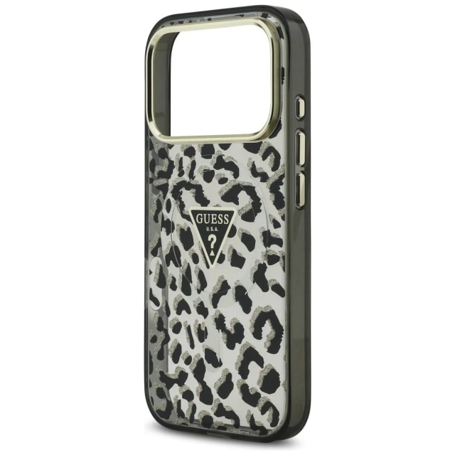 Etui Guess MagSafe do iPhone 17 Pro Max Leopard Glitter Black