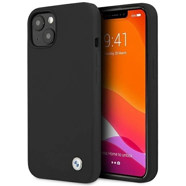 BMW BMHCP13SSILBK Puzdro na telefón pre Apple iPhone 13 Mini 5,4" čierne/čierne pevné puzdro Silicone Signature