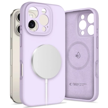 Tekutý silikónový obal Etui Tech-Protect MagSafe pre iPhone 16 Pro, fialový