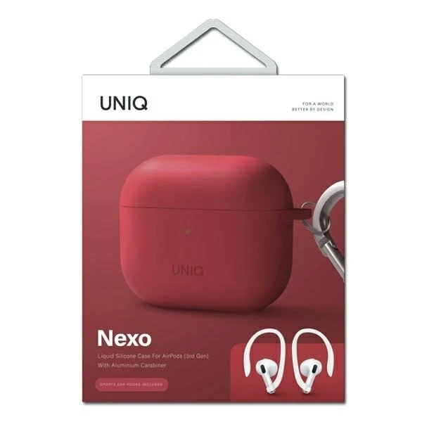 Захисний чохол для навушників UNIQ Nexo case for Apple AirPods 3 Ear Hooks Silicone red/coral
