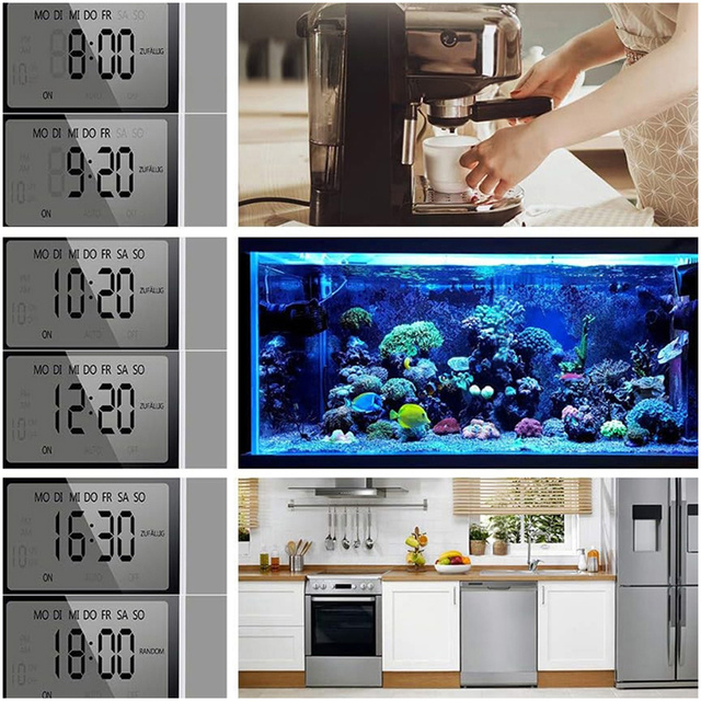 Timer on/off switch Energy saving LCD timer for EU socket white