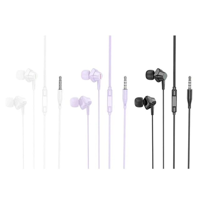 Дротові навушники HOCO Lightning з мікрофоном M113 білого кольору