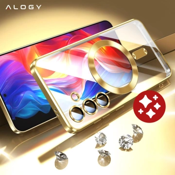 Puzdro MagSafe pre Apple iPhone 16 Pro Max Alogy Glamour puzdro na luxusný prsteň zlato-priehľadné